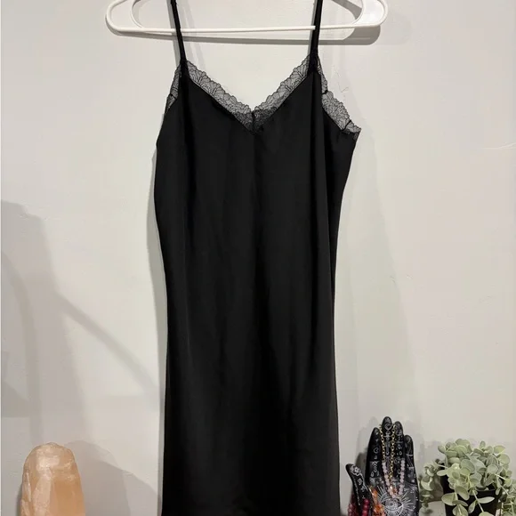 INC International Concepts Silk Black Lace Chemise - Picture 1 of 2